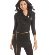 Baby Phat adds sassy style to a sweater dress with an adjustable chain belt!