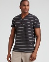Wide-spaced narrow stripes accent this comfy slub henley from Converse.