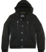 Layer up in on-trend style with this zip up fleece hoodie from Buffalo David Bitton.