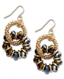Exotically enchanting. Glass and copper coated beads lend a bohemian sensibility to these uniquely chic hoop earrings from Robert Rose. Crafted in gold tone mixed metal. Approximate diameter: 2-1/4 inches. Exotically enchanting. Glass and copper coated beads lend a bohemian sensibility to these uniquely chic hoop earrings from Robert Rose. Crafted in gold tone mixed metal. Approximate diameter: 2-1/4 inches.