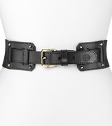 In rich leather and detailed with an edgy look, this stretch belt from Tory Burch is an effortless way to amp up jeans or turn a simple sheath into something shapely.