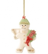 It's impossible to resist. The 2011 Special Spiced Delivery ornament by Lenox pays homage to a favorite Christmas cookie in porcelain that'll look sweet indefinitely. With a peppermint pompom and poinsettia bouquet. Qualifies for Rebate