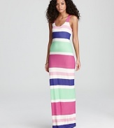 Add instant chic to your warm-weather lineup with this Splendid maxi dress, boasting color-drenched stripes.