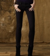 Tailored with an ultra-low rise, Denim & Supply Ralph Lauren's stretch denim skinny jean exudes sexy, modern style and a contemporary downtown vibe in a bold black hue.