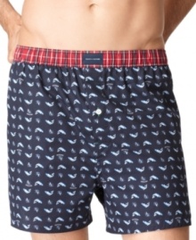 What a fine kettle of fish this is: Woven boxer shorts from Tommy Hilfiger in all-over fish novelty print. What a fine kettle of fish this is: Woven boxer shorts from Tommy Hilfiger in all-over fish novelty print.