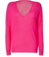 The classic cashmere pullover gets a bold makeover with this vibrant-hued version from Joseph - V-neck, long sleeves, lightweight, slim fit - Pair with skinny jeans, a pencil skirt, or cropped trousers