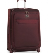 In the unknowns of travel, be known. A refined, yet eye-catching, style sets this spinner apart from the pack with a two-tone exterior that combines sophistication and durability. An expandable design makes living life on the go organized and easy, plus a fully-lined interior features a variety of organizer pockets, adjustable valet straps and a removable toiletry pouch. 10-year warranty. (Clearance)
