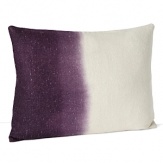 An ombre effect in rich purple enlivens this ivory wool pillow from DIANE von FURSTENBERG.