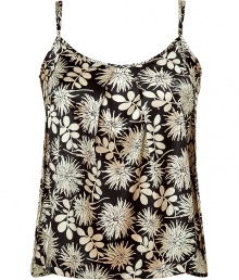 Stella McCartney brings her high fashion aesthetic to intimates with delicate vintage detailing and subtly sexy cuts - Black printed silk, ruffle trim, relaxed trapeze silhouette, pleat detailed front -Wear with skinny jeans and a blazer for off-duty cool or on its own with printed silk panties Stella McCartney brings her high fashion aesthetic to intimates with delicate vintage detailing and subtly sexy cuts - Black printed silk, ruffle trim, relaxed trapeze silhouette, pleat detailed front -Wear with skinny jeans and a blazer for off-duty cool or on its own with printed silk panties