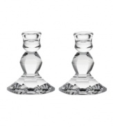 Vera Wang's architecturally inspired Orient candlesticks embody elegance in fine crystal with bold faceted cuts reminiscent of the designer's classic bridal jewelry.