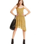 A sloping hem plus a tribal-icious print makes this day dress from Material Girl a chic pick for hot days!