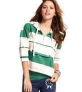 Tommy Girl makes it easy to fall in love with a hoodie, designing this style with sporty stripes and a larger-than-life front pocket (the better to stash stuff in, my dear!)