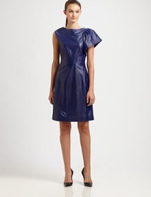 Single pouf sleeve adds structural appeal to this lustrous leather silhouette. Ribbed roundneckSingle cap sleeveSingle short pouf sleeveSide zipperLeatherDry clean with leather specialistImportedModel shown is 5'10 (177cm) wearing US size 4. Single pouf sleeve adds structural appeal to this lustrous leather silhouette. Ribbed roundneckSingle cap sleeveSingle short pouf sleeveSide zipperLeatherDry clean with leather specialistImportedModel shown is 5'10 (177cm) wearing US size 4.