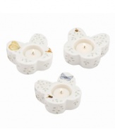 Spring is perpetually in season with whimsical Butterfly Meadow votive holders from Lenox. Colorful blooms and a butterfly shape in white porcelain lend country charm to any setting. Qualifies for Rebate