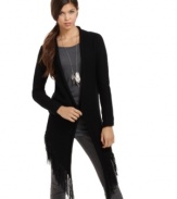 Fire's cardigan has a casual fit with serious fringe around the hem ... pair it with your favorite skinny jeans for a rocker-chic look!