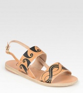 Handmade from smooth leather, this vacation-ready basic has an adjustable slingback and a unique wave print. Leather upperLeather lining and soleMade in GreeceOUR FIT MODEL RECOMMENDS ordering true whole size; ½ sizes should order the next whole size up. 
