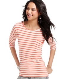 Must-have alert! Classic stripes lend cool energy to this super-comfy top from Pink Rose.