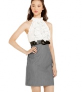 Give your buttoned-up look a chic upgrade with this dress from BCX that features a grand, ruffled bodice and flattering high waist! Pairs great with sleek heels for style that's all business.