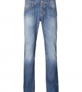 These stylishly distressed jeans add instant cool to your favorite wardrobe staples - Classic five-pocket silhouette, fading details, straight leg, regular fit - Pair with a long sleeve henley, a leather jacket, and retro-styled sneakers