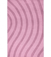 Abstract and absorbing, this unique rug adds movement to any room. Playful, wavy lines reverberate against a soft purple field, resounding with personality in your home.