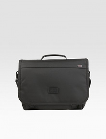 For those who prefer the sleek, urban styling of a flap case, this versatile design has a dedicated computer section, organizer pockets for accessories and is expandable to provide extra capacity. Flap with zip closure underneath Top handles Adjustable shoulder strap Nylon lining 16W X 12H X 4D Imported 