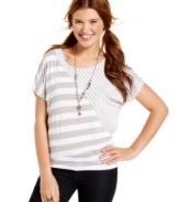 Stripes rule on this dolman sleeve tee from Pink Rose -- a cute day piece that suits your comfy-style philosophy!