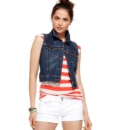 Looking to add rebel cool to your daytime ensemble? Turn to Levi's cropped denim vest for a chic way to layer on the attitude!