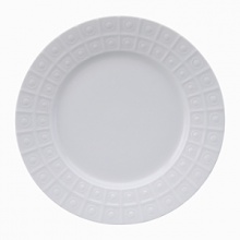 Modern in design with a raised circular pattern, made from French Limoges Porcelain. Dishwasher and microwave safe.