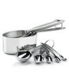 Make your recipes just right each and every time. This set of measuring cups and spoons are designed for precision cooking, made from heavy-duty stainless steel for long-lasting service in your kitchen. You can even use the larger cups on the stovetop to melt butter or chocolate! Limited lifetime warranty.
