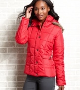 Dollhouse designs a puffer coat for the new, cool generation, adding snap-button tabs at the waist for a curve-defining effect.