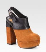 Rich, buttery suede with contrasting leather trim and an adjustable slingback strap. Self-covered heel, 5 (125mm)Self-covered platform, 2 (50mm)Compares to a 3 heel (75mm)Suede and leather upperLeather lining and solePadded insoleImportedOUR FIT MODEL RECOMMENDS ordering true size. 