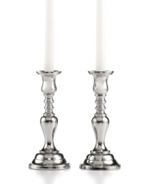 It's all about ambiance. Handcrafted in polished nickel plate, Hampton candlesticks from Leeber bring good old-fashioned grandeur to light. It's all about ambiance. Handcrafted in polished nickel plate, Hampton candlesticks from Leeber bring good old-fashioned grandeur to light.