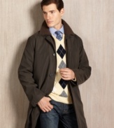 The Edgar from Lauren by Ralph Lauren demonstrates why the mac remains a raincoat classic: No bother with belts and epaulets; a cut that's left loose and easy through the body; and a length that falls just below your fingertips (but that's left long enough to cover any sport coat or suit jacket underneath).