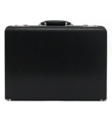 This classic commuter briefcase by Kenneth Cole Reaction makes an impression wherever it goes with its distinguished matte-black finish and distinctive matte-nickel hardware. Limited lifetime warranty.