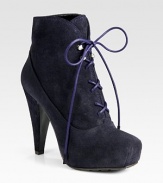 Long laces drip with style on this urban-cool platform silhouette of lush suede. Self-covered heel, 4½ (115mm)Hidden platform, 1 (25mm)Compares to a 3½ heel (90mm)Suede upperLeather liningRubber trek solePadded insoleMade in Italy