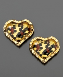 Wear a little jungle love. These hot Betsey Johnson earrings feature a leopard print set in goldtone mixed metal with an antique finish. Approximate width: 1/2 inch. Wear a little jungle love. These hot Betsey Johnson earrings feature a leopard print set in goldtone mixed metal with an antique finish. Approximate width: 1/2 inch.