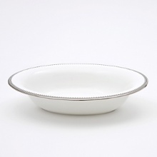 A beautiful collection for formal dining in white fine bone china with delicate platinum-hued rim accents.