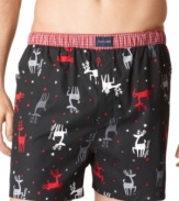 Seasonal style that suits you. These reindeer print boxers from Tommy Hilfiger are the perfect match for your holiday look.