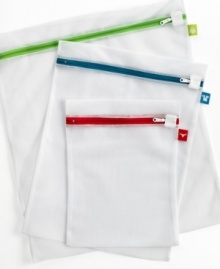 Wash & learn! Simplify laundry day by sorting and protecting your garments in these mesh zip bags. Including three sizes ideal for everything from sweaters to socks, this set features color-coded tabs that make organizing each & every load a simple science. 1-year warranty. Wash & learn! Simplify laundry day by sorting and protecting your garments in these mesh zip bags. Including three sizes ideal for everything from sweaters to socks, this set features color-coded tabs that make organizing each & every load a simple science. 1-year warranty.