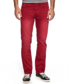 Try a new riff on your favorite old blues with these boldly colored jeans from Ring of Fire. Try a new riff on your favorite old blues with these boldly colored jeans from Ring of Fire.