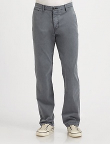 Tailored in a straight-leg fit, a lightweight cotton chino is a versatile option for the contemporary gentleman.Flat-front styleSide slash, back welt pocketsFront coin pocketInseam, about 32CottonMachine washImported
