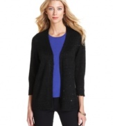 A sprinkling of tiny sequins adds sparkle to this open-front cardigan from NY Collection.