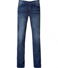 Elevate your casual style with these flattering favorite jeans from Seven for all Mankind - Classic five-pocket styling, straight leg, stylishly distressed, logo detail on back pockets - Pair with a tee and trainers, or a plaid button down and motorcycle boots