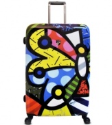 Graphic appeal! Brighten up your trip with the fun and lively coloring of this butterfly-inspired suitcase. You'll always spot your suitcase in a busy terminal and the hardside, frameless construction with built-in TSA lock guarantees your essentials will always arrive in one piece. 7-year warranty.