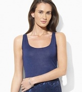 A timeless tank silhouette is knit in ultra-soft silk for a season-spanning layering piece.