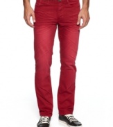 Try a new riff on your favorite old blues with these boldly colored jeans from Ring of Fire.