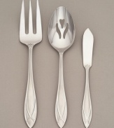 Achieving perfect harmony between function and beauty has been the vision of Yamazaki flatware designers since 1918. The Alexandra Ice pattern is an exquisite example of Art Deco-inspired design, in superior quality 18/8 stainless steel enhanced with matte-finish detailing. Includes a tablespoon, sugar spoon and sauce ladle.