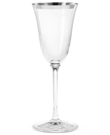 An elegant tulip shape melds with platinum accents to form a stemware collection with grace and style. A chic addition to any home, this set features signature Vera Wang design with timeless appeal. Wine glass shown second from right. An elegant tulip shape melds with platinum accents to form a stemware collection with grace and style. A chic addition to any home, this set features signature Vera Wang design with timeless appeal. Wine glass shown second from right.