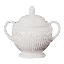 Edme sugar bowl by Wedgwood. Wedgwood marks the 100th anniversary of its classic Edme collection with a refreshing update of its timeless pattern. A new antique white glaze enhances the elegant colannade embossment and laurel motif accent pieces. Sophisticated shapes and generously sized pieces make this pattern ideal for today's lifestyle. Edme sugar bowl by Wedgwood. Wedgwood marks the 100th anniversary of its classic Edme collection with a refreshing update of its timeless pattern. A new antique white glaze enhances the elegant colannade embossment and laurel motif accent pieces. Sophisticated shapes and generously sized pieces make this pattern ideal for today's lifestyle.