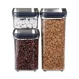 Form and function unite in this attractive and efficient container set. A modular stacking system allows for optimal counter-top and pantry organization, with sleek stainless steel airtight seals to preserve your goods and unify the components.